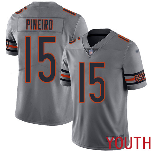 Chicago Bears Limited Silver Youth Eddy Pineiro Jersey NFL Football #15 Inverted Legend
